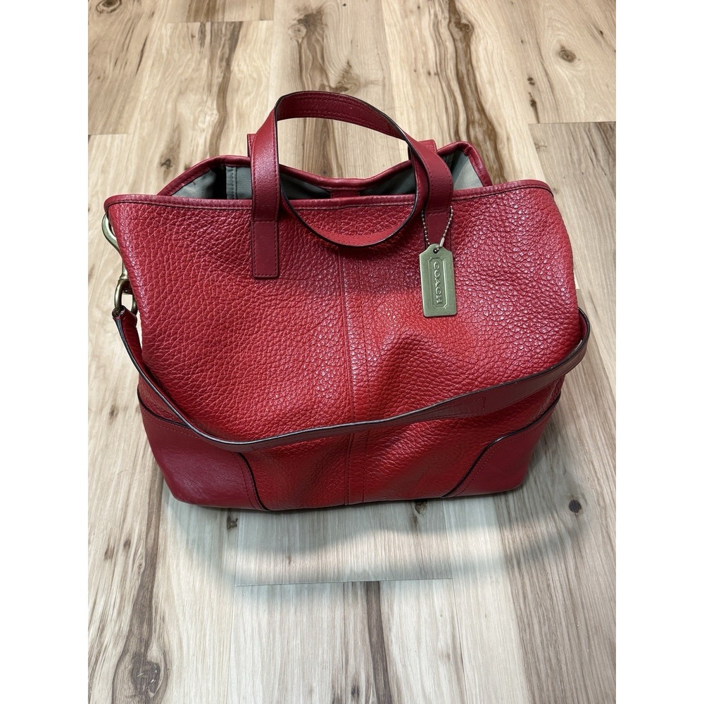 Coach Hadley Luxe Red Pebble Grain Leather shoulder bag